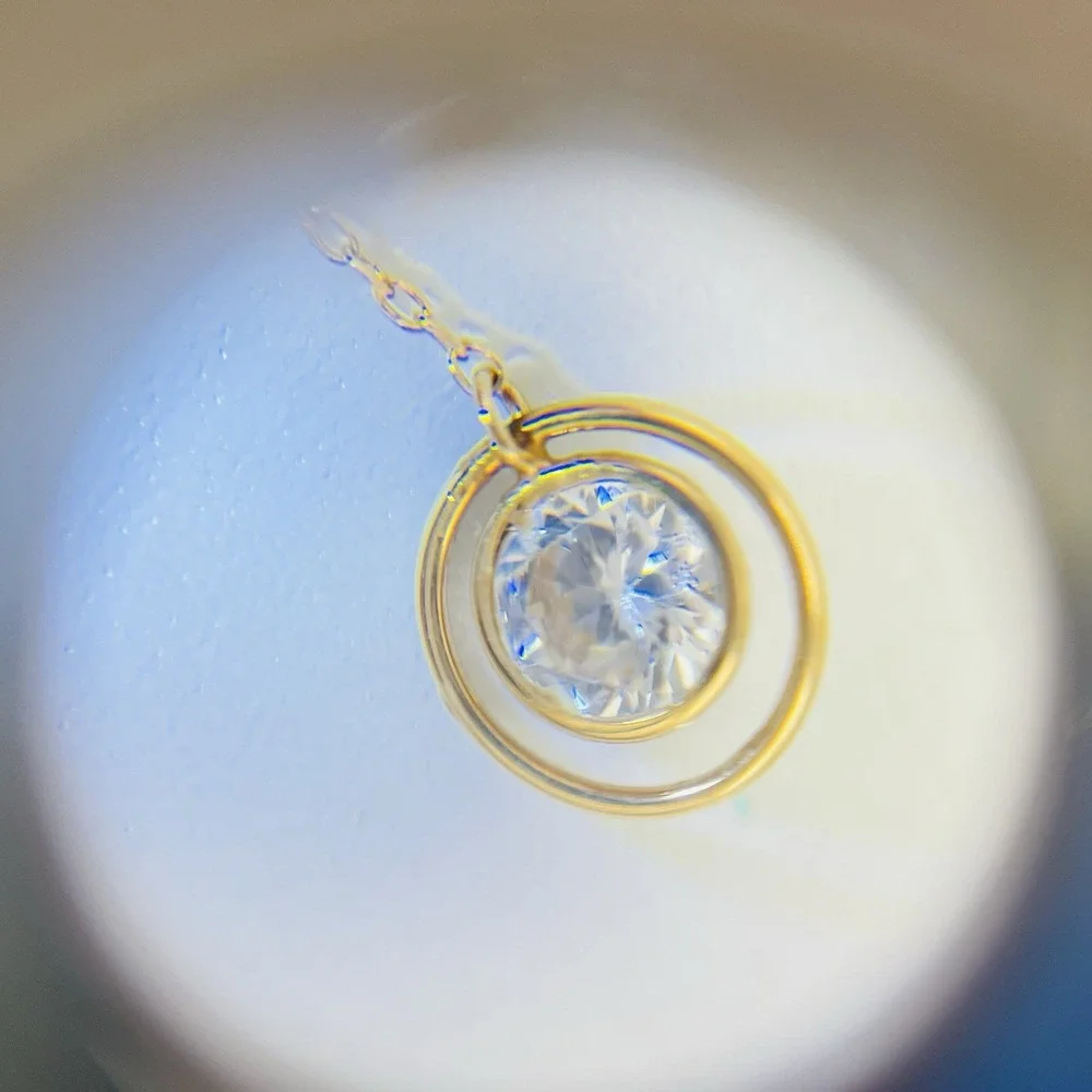 VTG 14K Yellow Gold Threader Earrings Long CZ Crystal Hoop Dangle 3